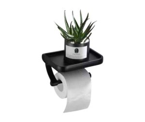 מתקן נייר טואלט עם מדף נוי שחור מט