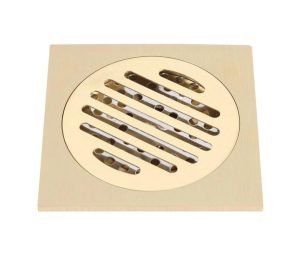 ניקוז ריצפתי חוסם ריח 10X10 ס"מ זהב מוברש