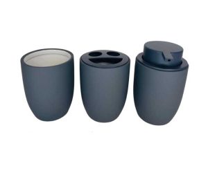 סט קרמיקה לאמבטיה 3 חלקים גוון אפור