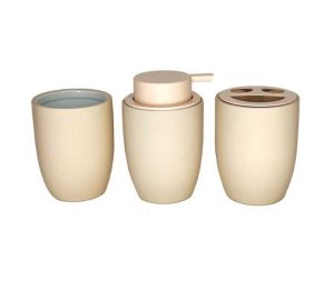 סט קרמיקה לאמבטיה 3 חלקים גוון פודרה