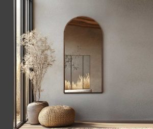 מראה חצי מעוגלת עץ ב 2 גדלים