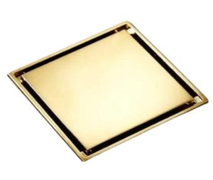 תעלת ניקוז 15X15 ס"מ עם מנגנון מונע ריחות זהב מוברש