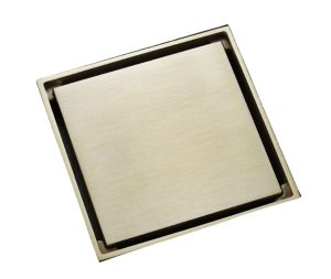 ניקוז ריצפתי 10X10 ס"מ עם אפשרות להכנסת אריח | זהב מוברש