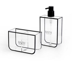 סט לאמבטיה אקרילי דיספנסר וכוס שחור