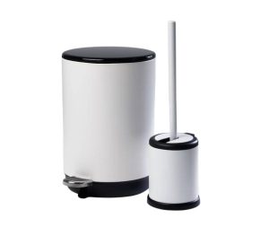 סט פח אשפה 5 ליטר ומברשת לאסלה בגוון לבן