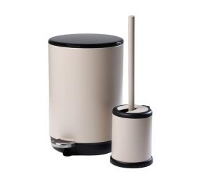 סט פח אשפה 5 ליטר ומברשת לאסלה בגוון מוקה