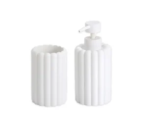 סט מונחים לאמבטיה סבוניה דיספנסר וכוס בגוון לבן