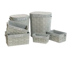 סט סלי קש 6 יחידות גוון אפור בהיר