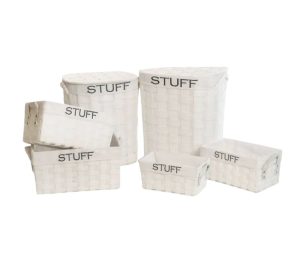 סט סלי קש 6 יחידות גוון לבן