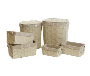 סט סלי קש 6 יחידות גוון קרם