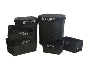 סט סלי קש 6 יחידות גוון שחור