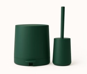 סט מונח מברשת אסלה ופח 3 ליטר ירוק כהה דגם ROCKY