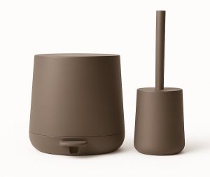 סט מונח מברשת אסלה ופח 3 ליטר חום מוקה דגם ROCKY