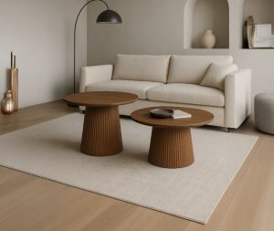 סט 2 שולחנות סלון עץ מלא מנגו טבעי