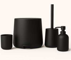 סט מונחים לאמבטיה גוון שחור מט דגם ROCKY