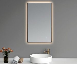 מראה מלבנית שחור עם תאורה 60X100