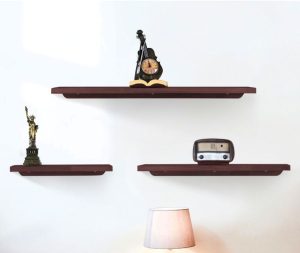 מדף עץ מלא מרחף כהה