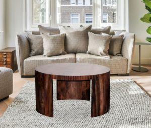 שולחן סלון עץ מנגו כהה 90X90X50