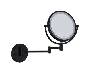 מראת איפור מגדילה למקלחת ותאורת לד גוון שחור מט