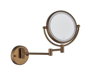 מראת איפור מגדילה למקלחת ותאורת לד גוון רוז גולד