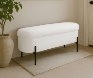 ספסל בוקלה נפתח עם רגלים לבן