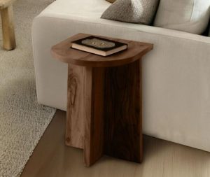 שולחן צד רגל ישרה עץ מלא אגוז